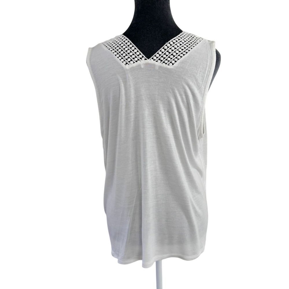 Lascana Bohemian Romantic‎ Minimalist Cream Crochet Lace Trim V-Neck Tank 12/14 - Picture 2 of 9